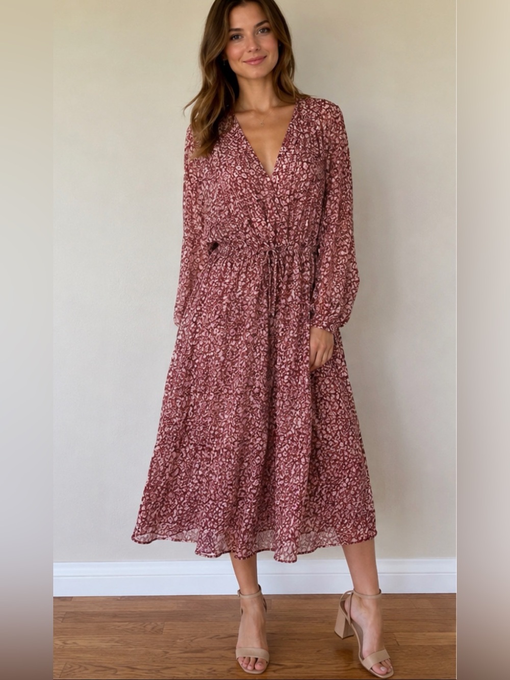 Ted Baker Dress Vallyy Dress Size 2 Pink Leopard Draped Batwing Midi Oversized